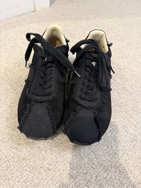 The Row Black Frayed Lace-Up Women's Mica Sneakers